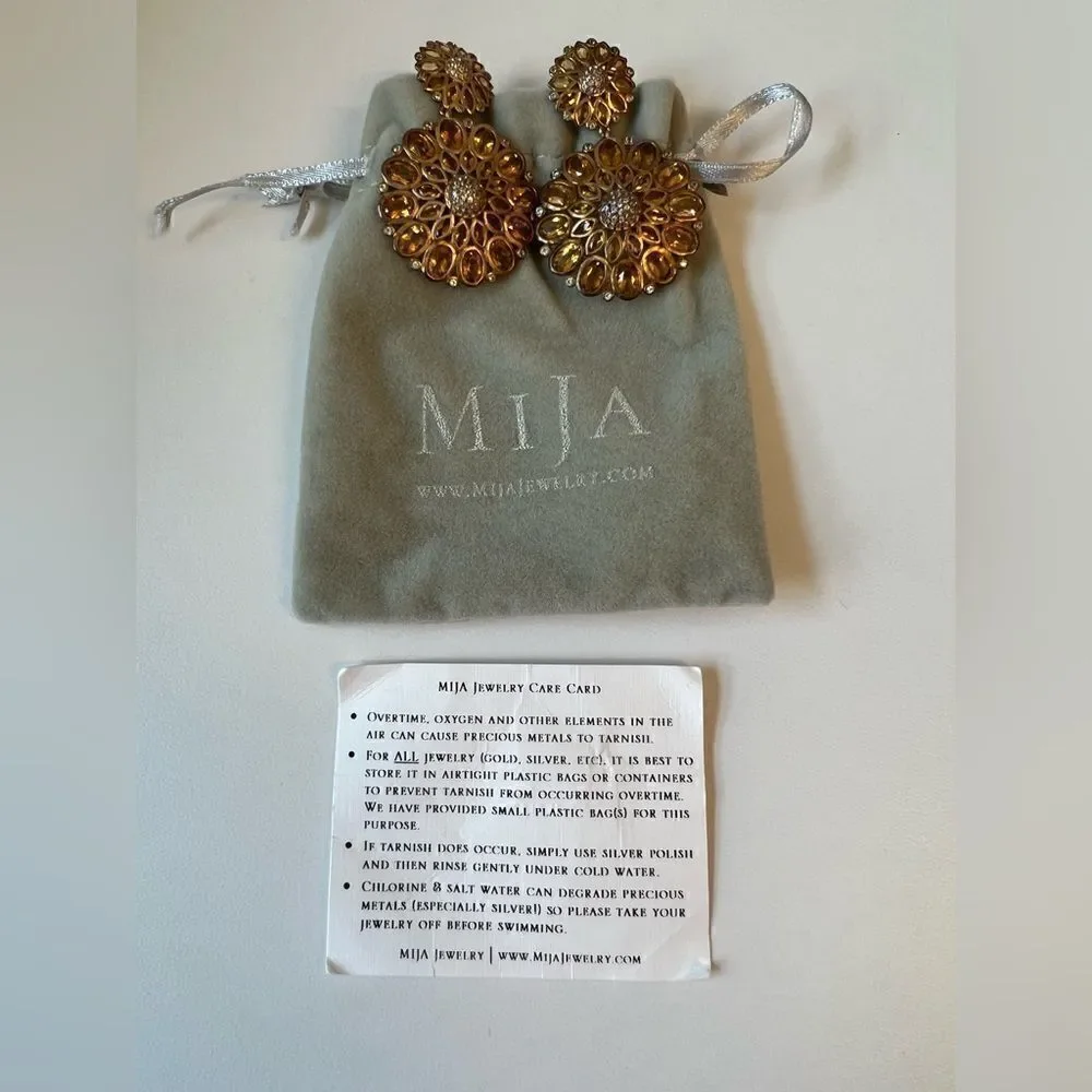 Mija Silver and Citrine Earrings - Picture 2 of 5